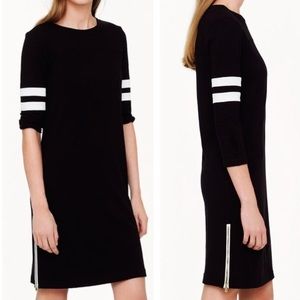 J. CREW Black & White Varsity Stripe Zipper Dress